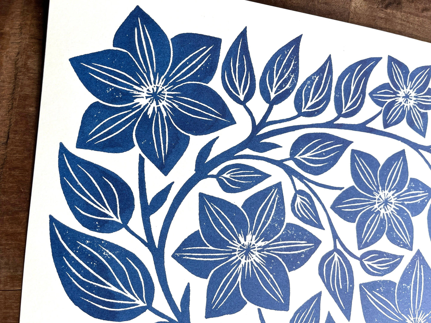 Garden Series: Navy Clematis Risograph Art Print