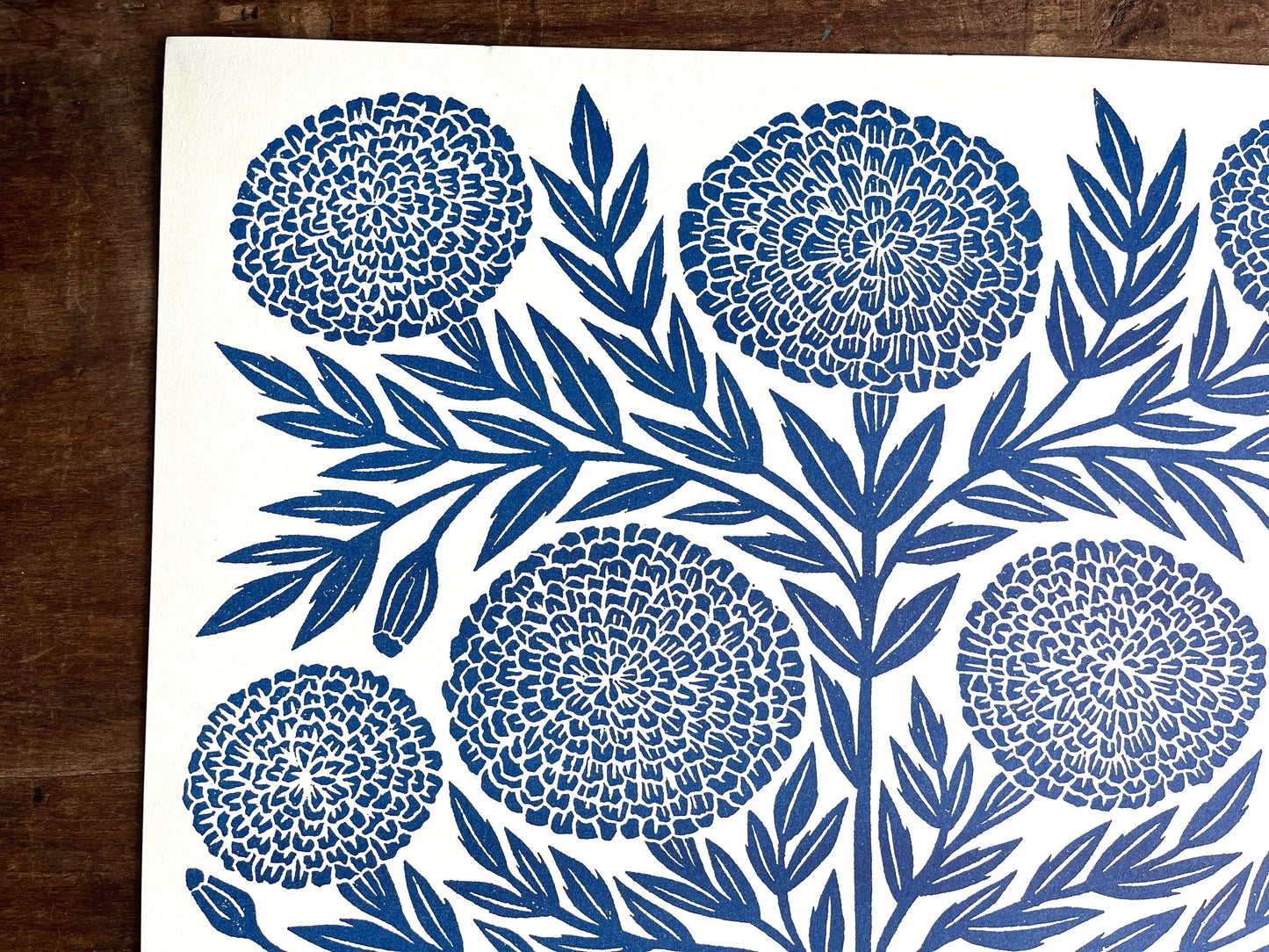 Garden Series: Navy Marigold Risograph Art Print