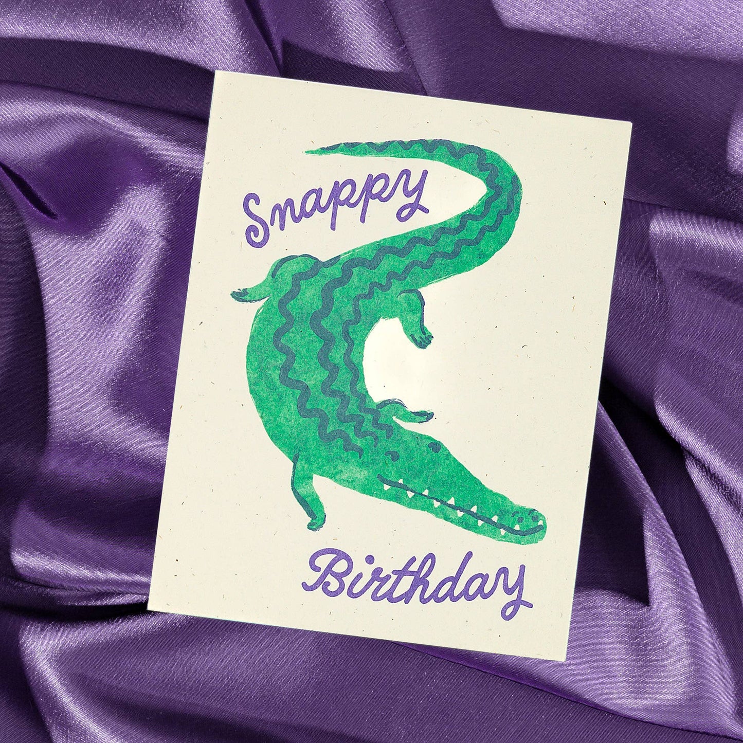 Snappy Birthday Crocodile - Risograph Card