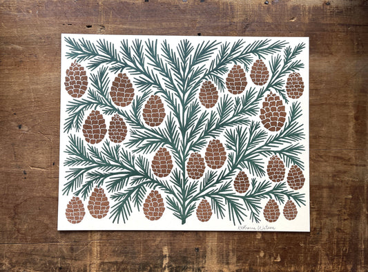 Garden Series: Pinecones Risograph Art Print