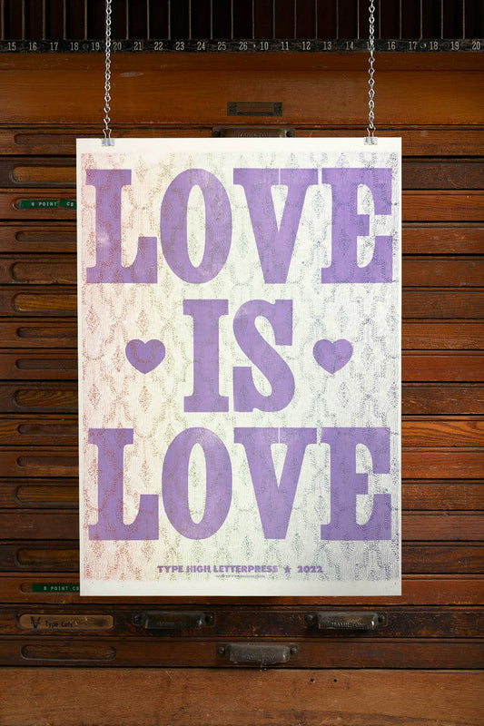 Love is Love Letterpress Poster: Purple