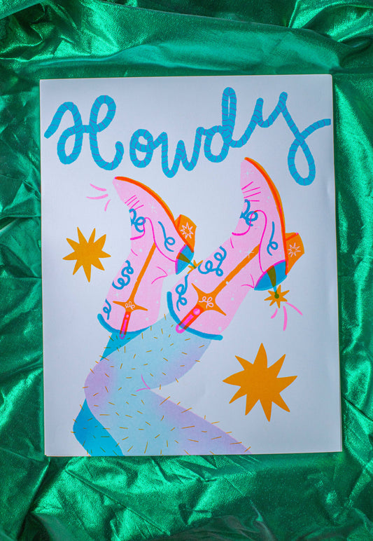 Howdy Risograph Art Print 11x14"