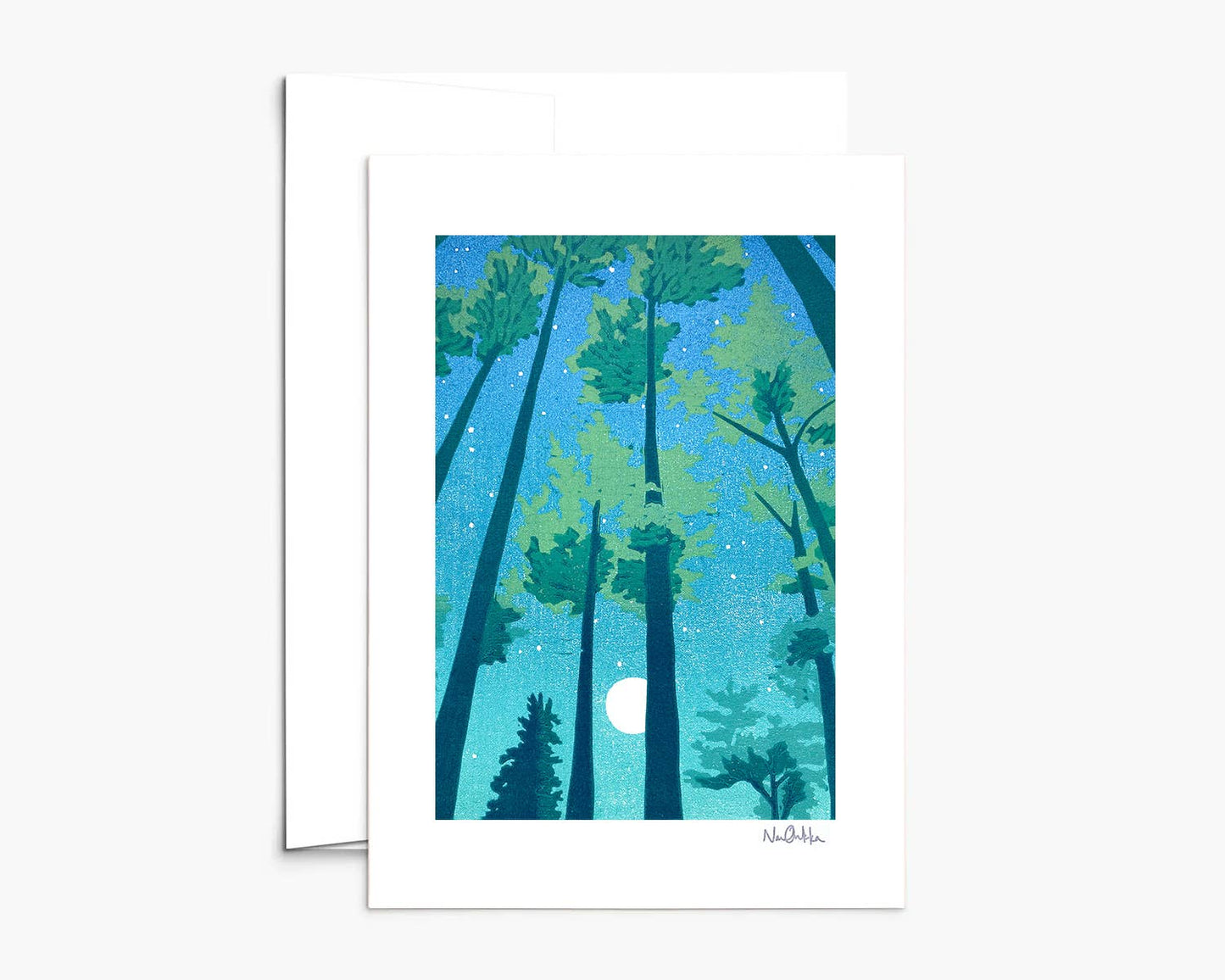 Full Moon Forest Greeting Card