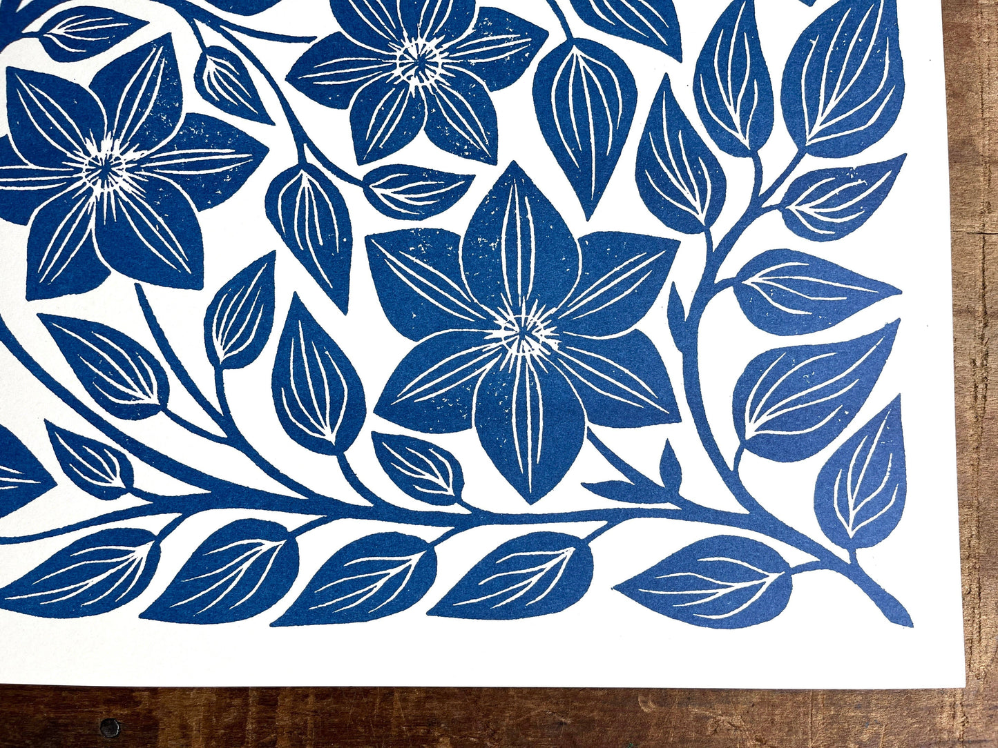 Garden Series: Navy Clematis Risograph Art Print