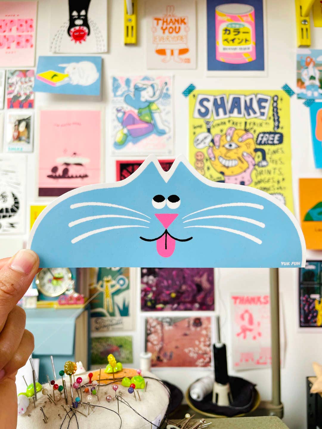 YUK FUN Blue Cat Eco Vinyl Sticker
