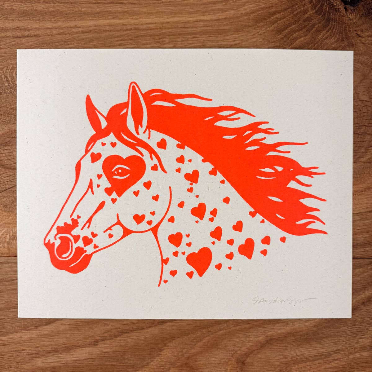 Bronco Hearts - Signed 10x8in Silkscreen Print on Recycled Paper