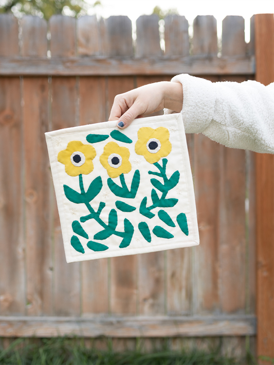 Floral Scene DIY Sewing Kit: Yellow & Green / Digital / Full Kit