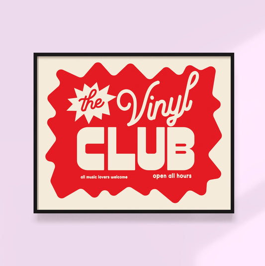 The Vinyl Club - Music Art Print: Red / 11 x 14