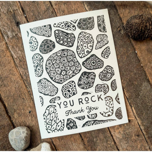 Thank You / You Rock! Petoskey Stones Linocut Card