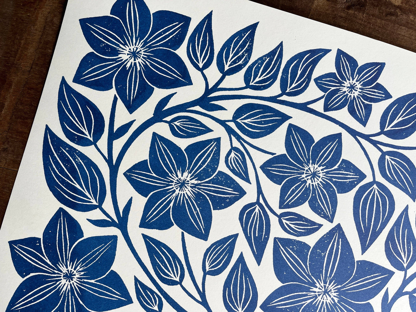 Garden Series: Navy Clematis Risograph Art Print