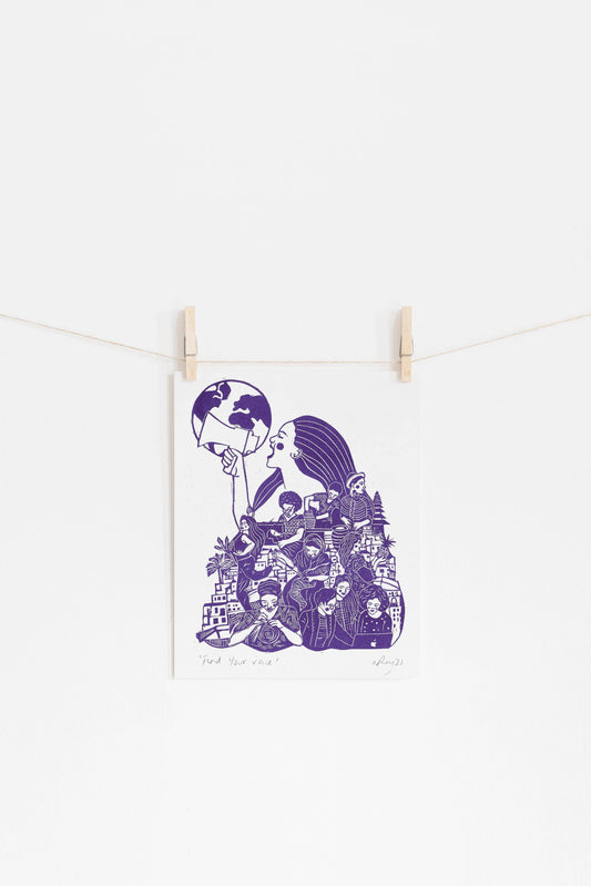 Find Your Voice riso print, empowerment, feminism, political