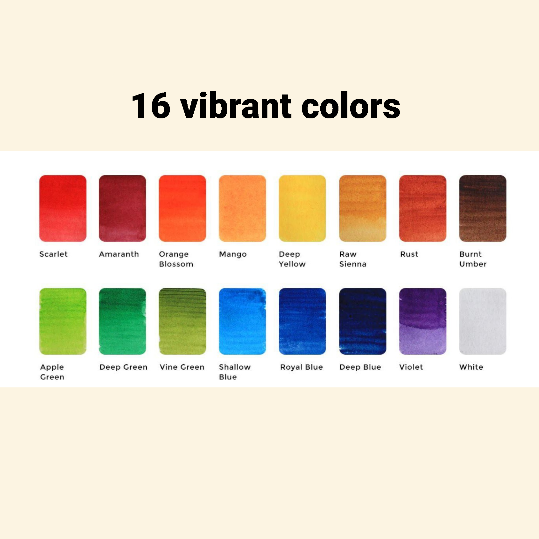 Original Pans Set - 16 watercolors | Ecofriendly | Cork