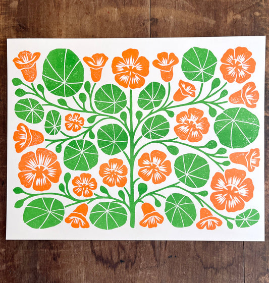Garden Series: Nasturtium Risograph Print