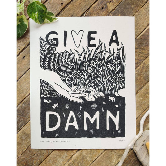 Give a Damn Linoprint