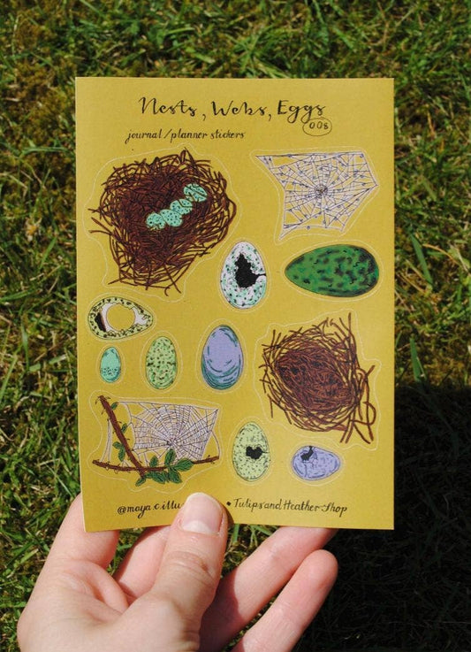 Sticker Sheet "Nests, Webs, Eggs" for journals and planners