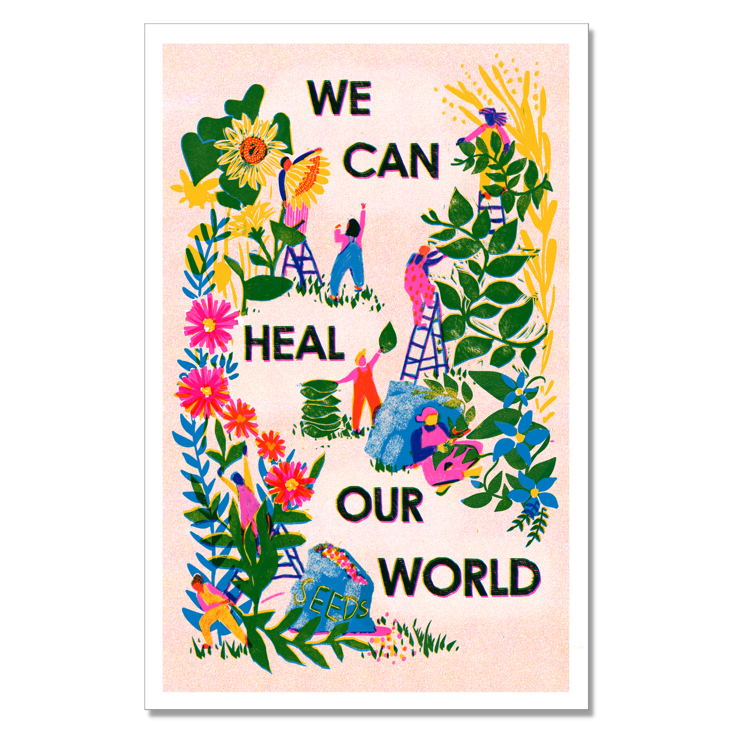 Heal Our World 6x9 Risograph Print