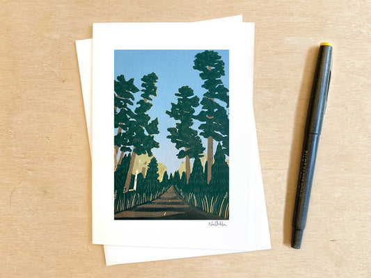 Autumn Pines Blank Greeting Card: NO Clear EcoSleeve