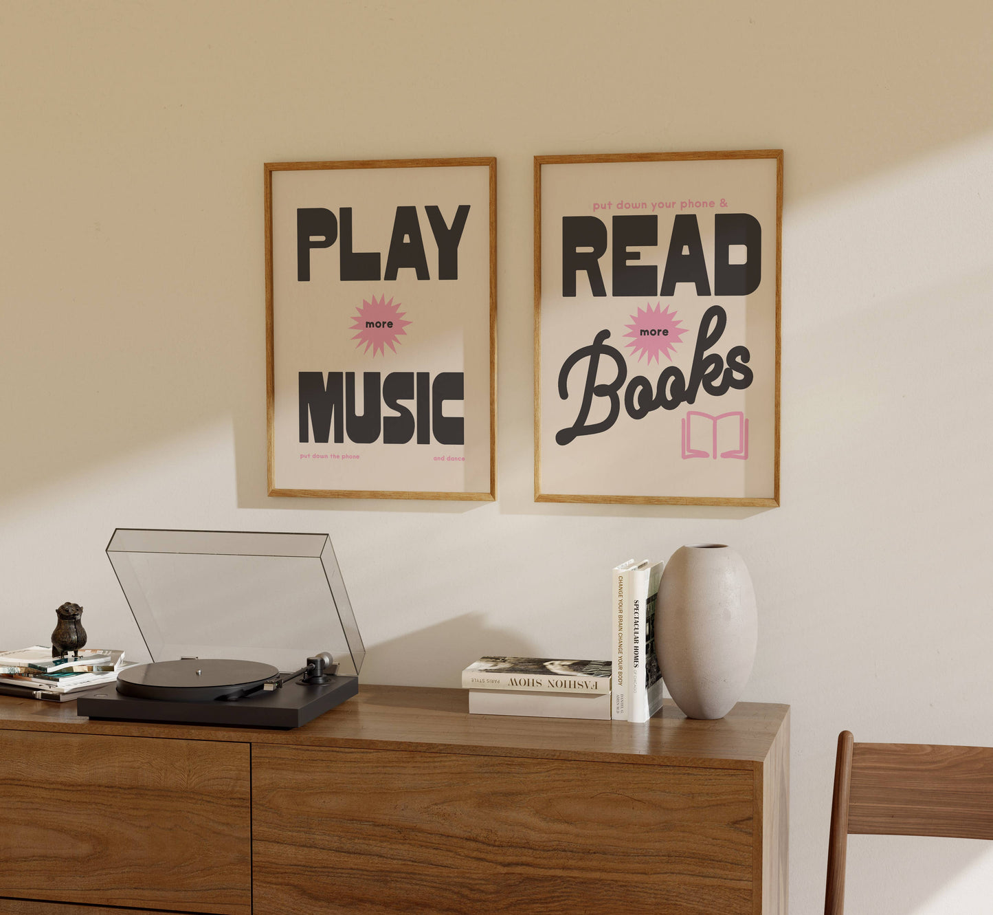 Play More Music Print - Retro Poster -  Put Down Your Phone : Black / 8 x 10"