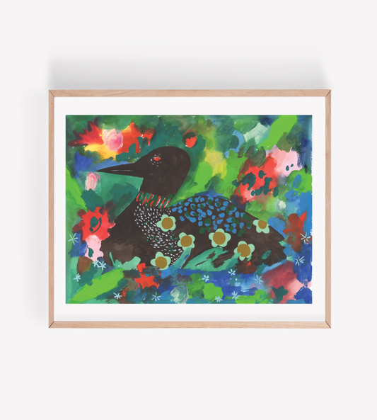 Psychedelic Watercolor Loon Art Print (Larger Sizes Avail): 8x10"