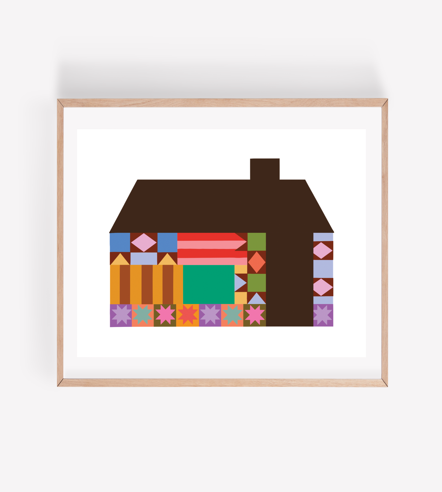 Quilt Pattern House Art Print: 8x10"