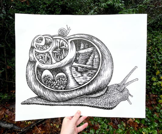 Giant Snail Linocut Print