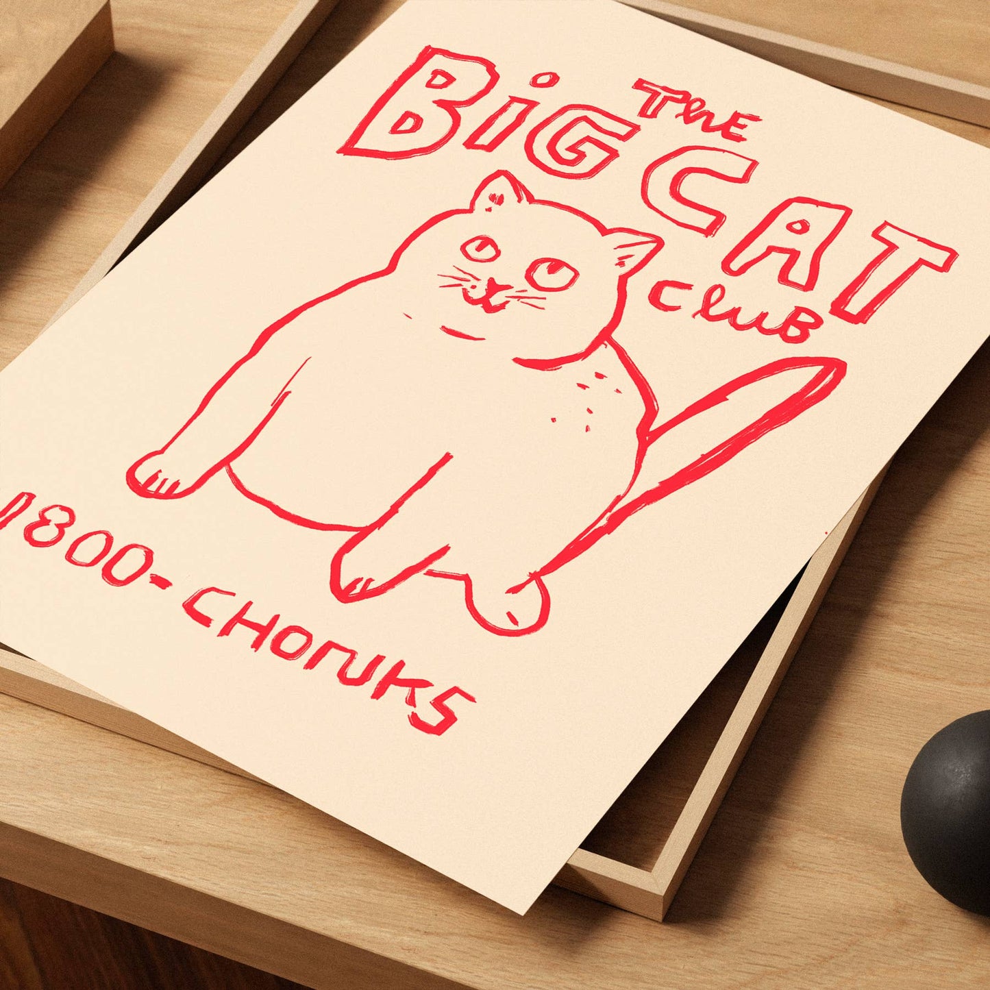 Big Cat Club Print - Chonk Cat Lovers Art Illustration Gift: Blue / 11 x 14