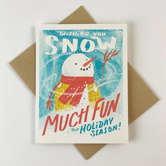 Snow Much Fun Vintage Style Holiday Greeting Card