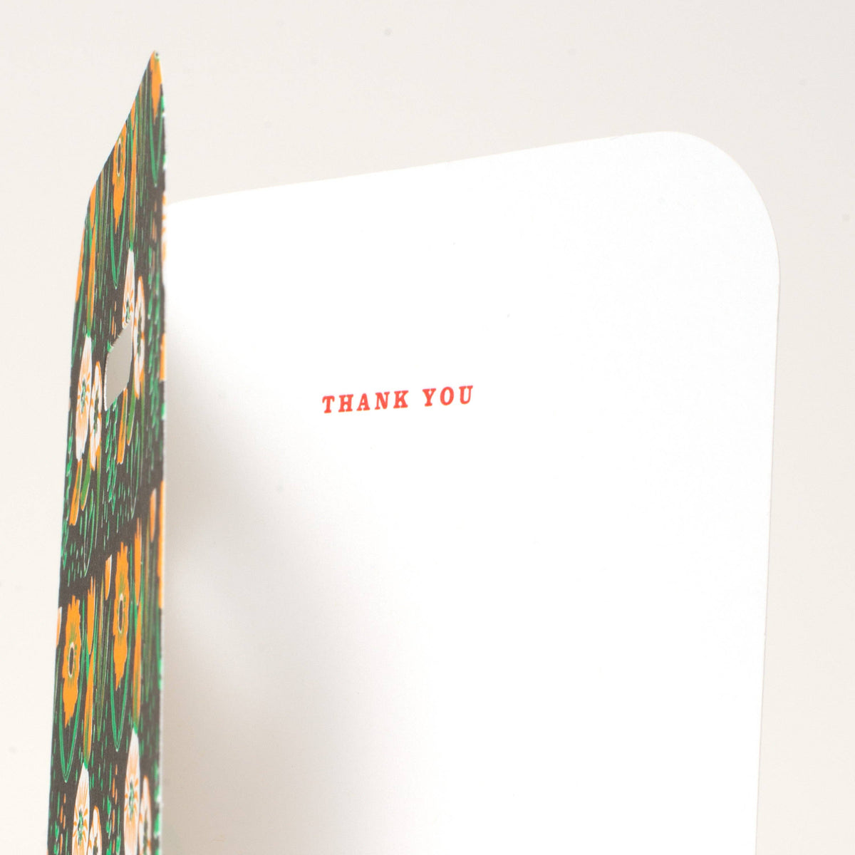 Folk Floral Cutout Thank You Letterpress Greeting Card