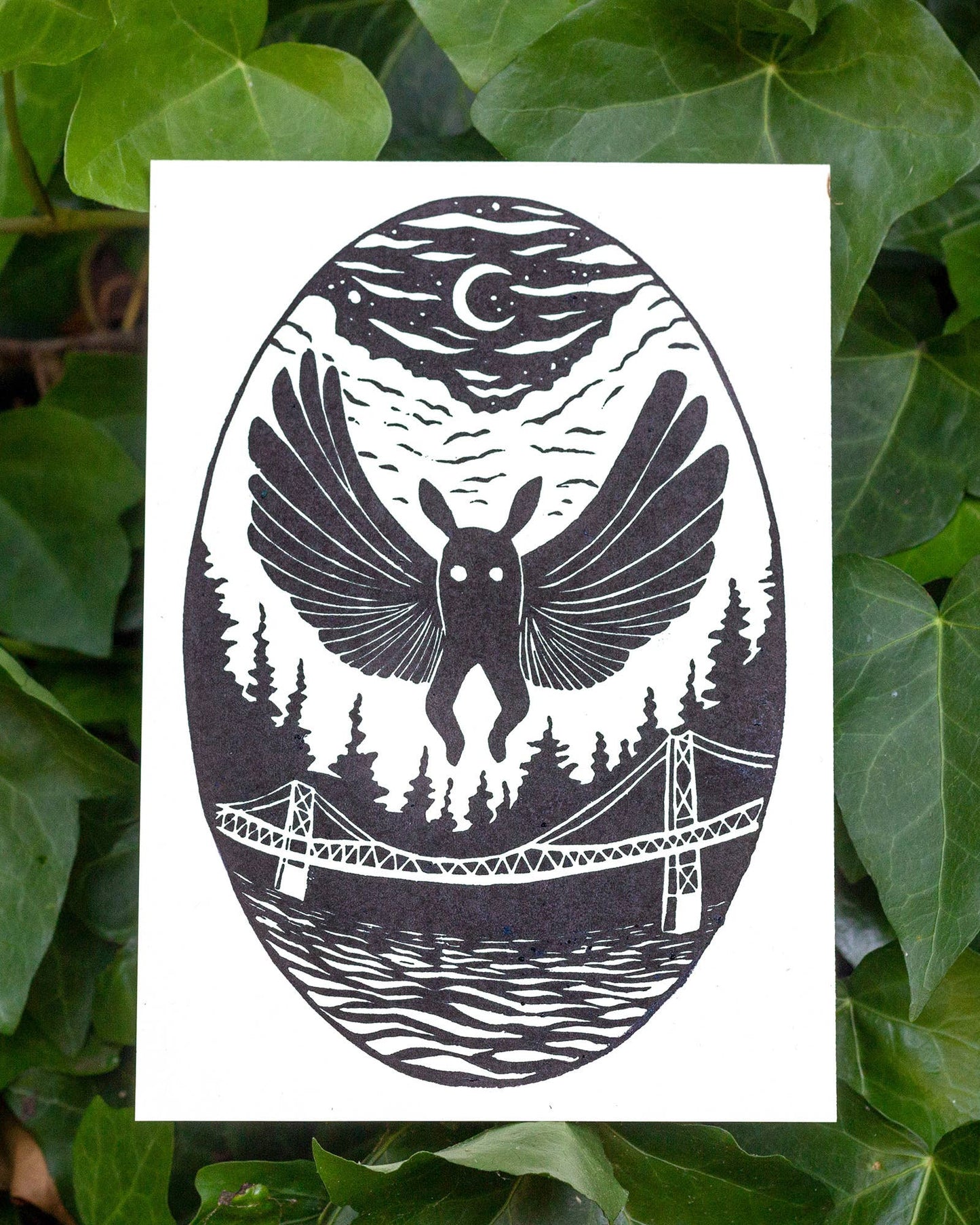 Mothman Linocut Print