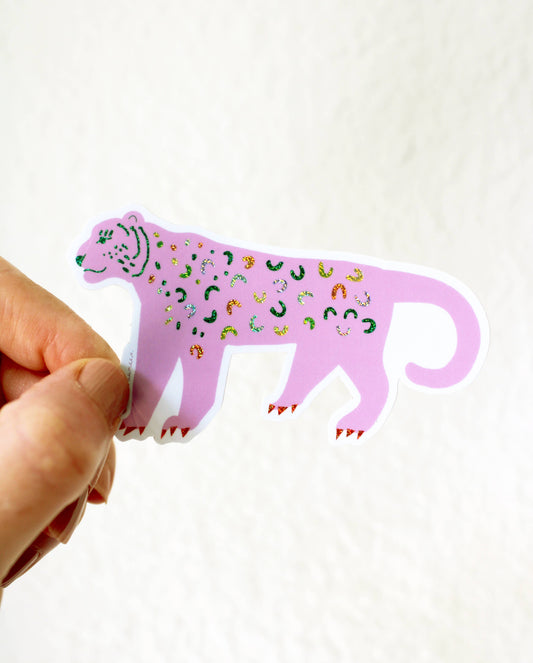 Jaguar Vinyl Glitter Sticker