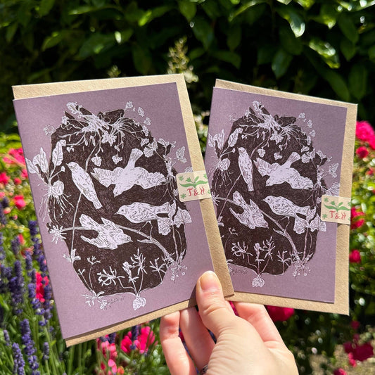Flying Birds Hedgerow Greetings Card for All Occasions