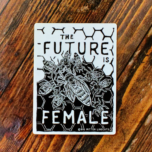 The Future Is Female Linocut Sticker