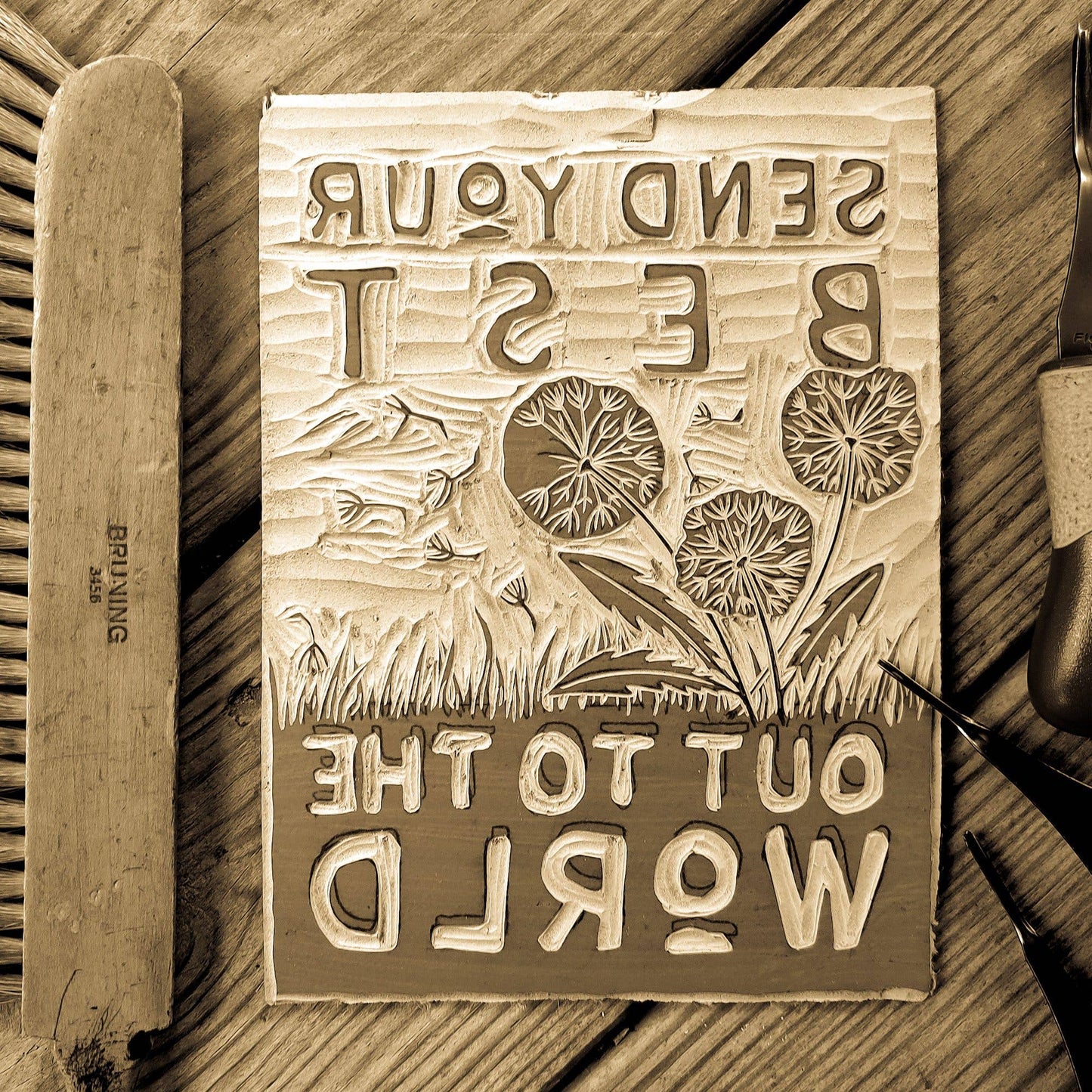 Send Your Best Linocut Card