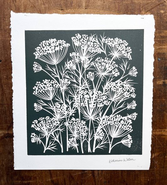 Hand Block Printed Fennel Art Print - No. 5784