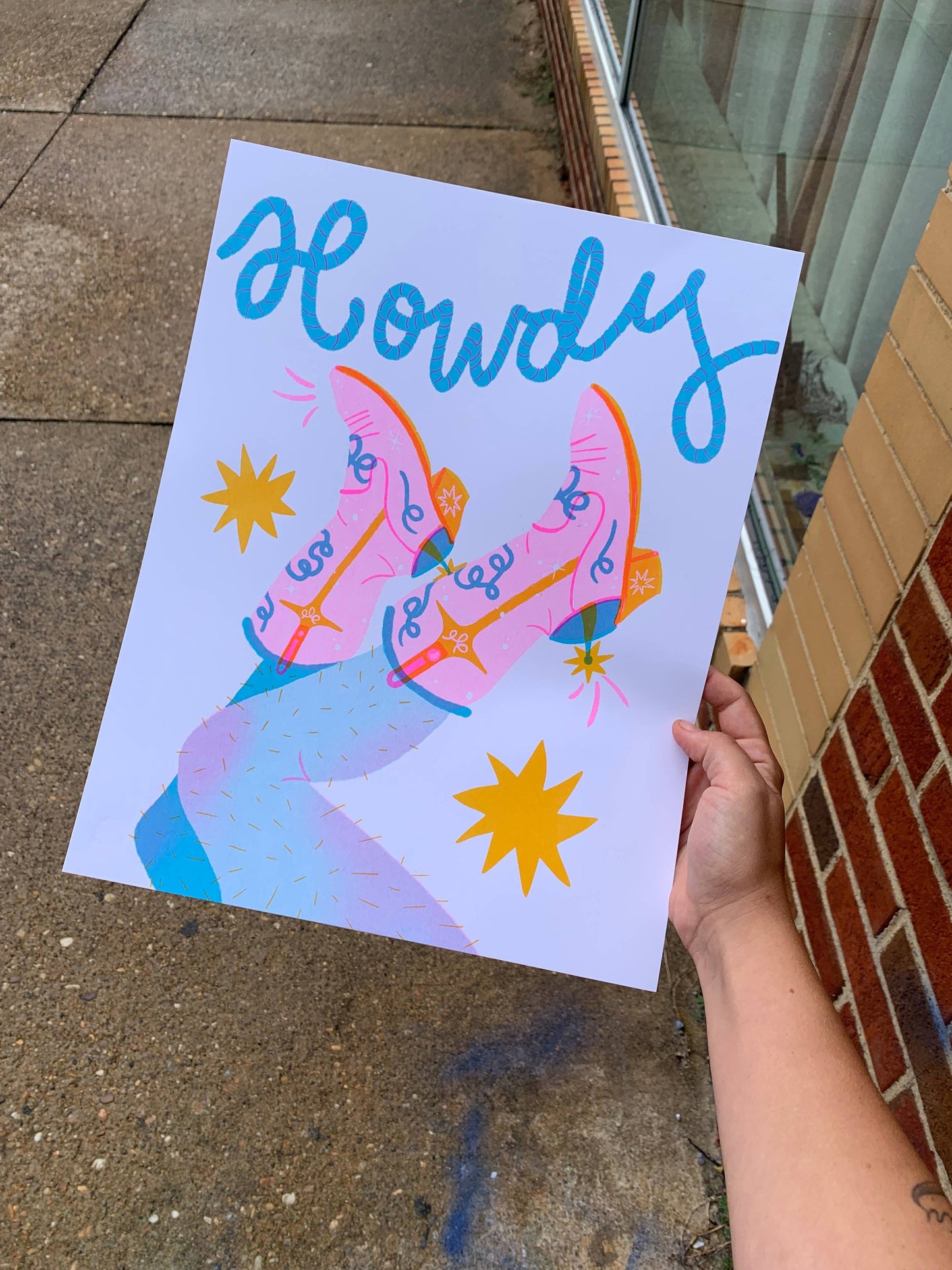 Howdy Risograph Art Print 11x14"