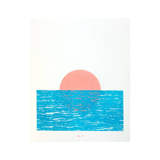 Sunset on the River - Art Risograph Print: 8x10"