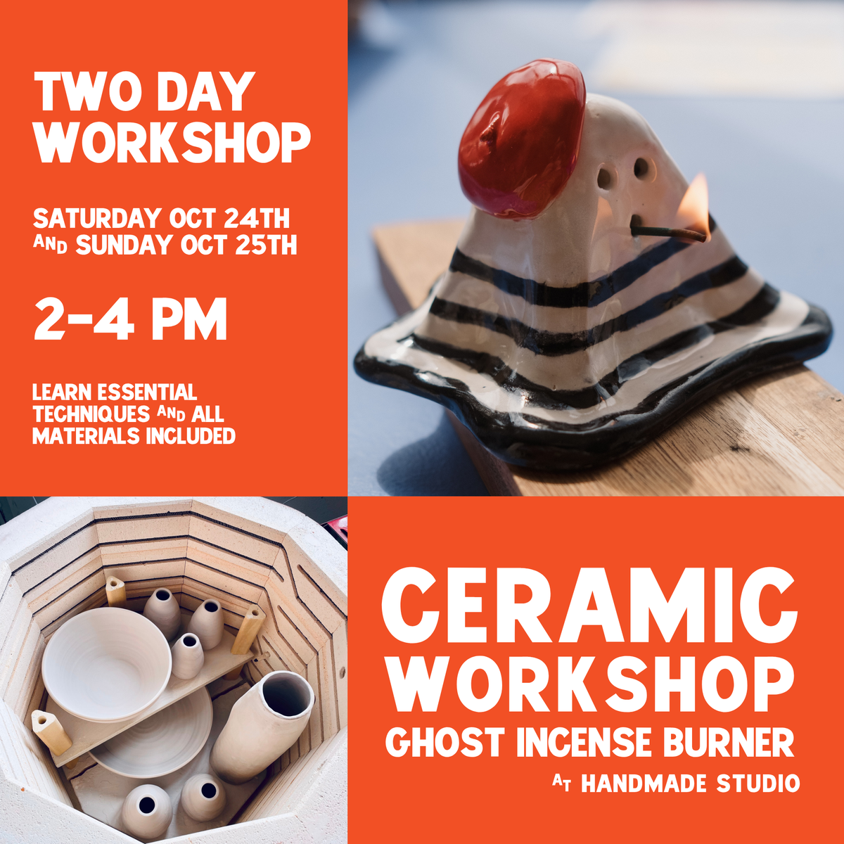 Hand Built Ceramics: Clay Ghost Incense Burners