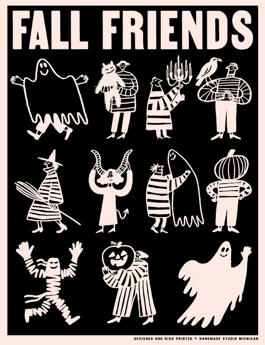 Fall Friends Risograph Print - Handmade Studio