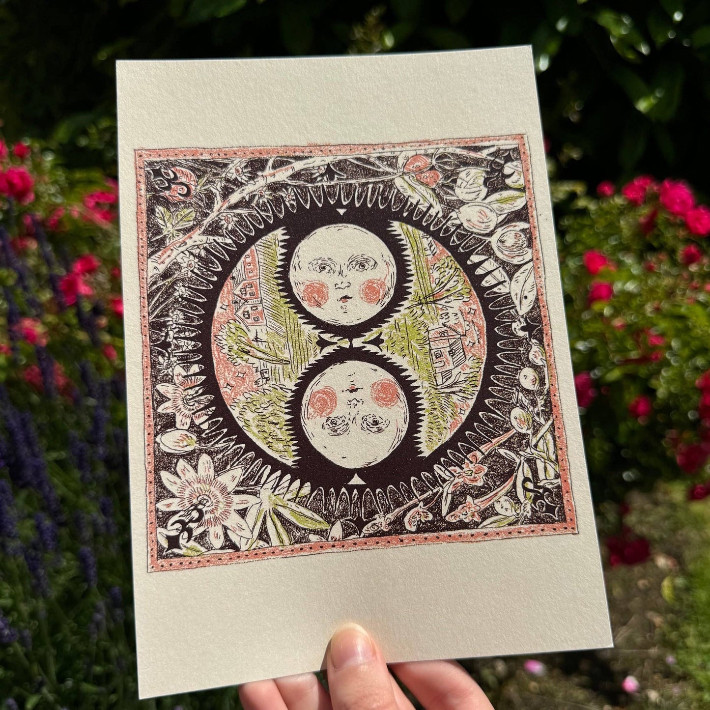 Moon Face Botanical A5 Prints: Moon in arch