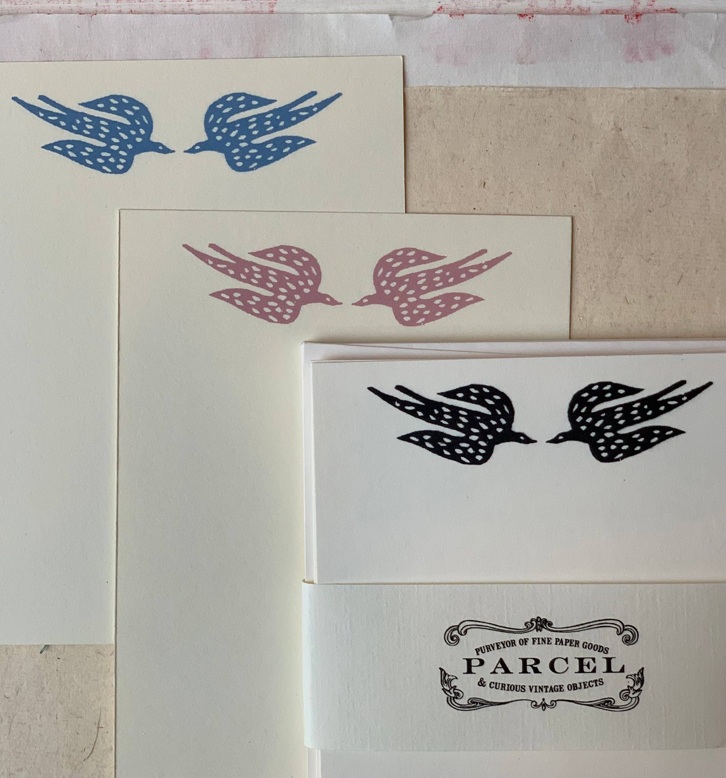 Papercut Speckled Birds Notecards: Periwinkle