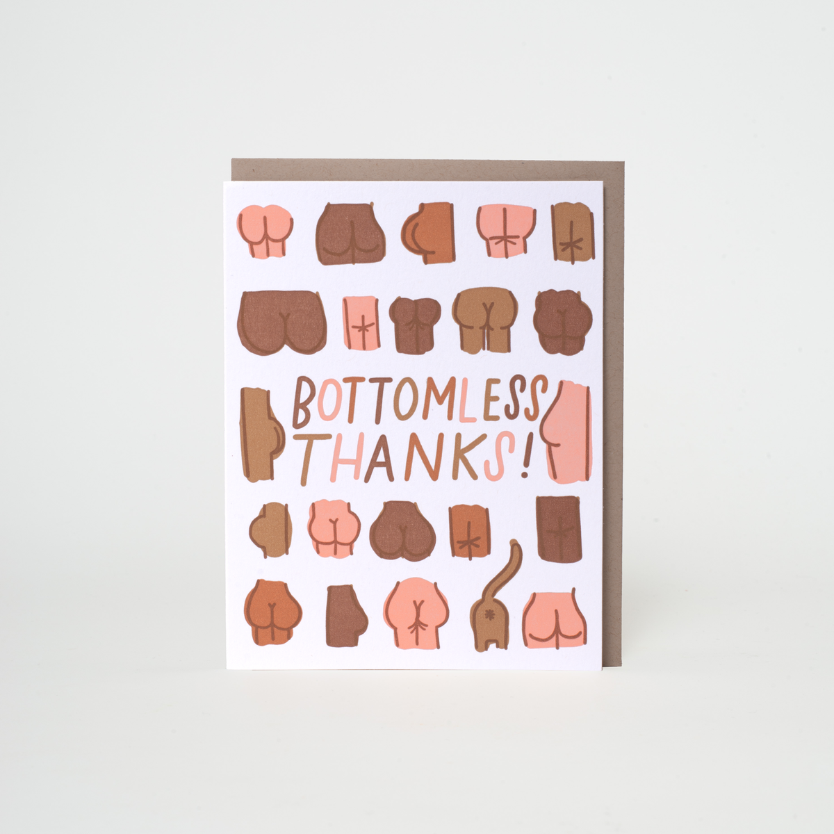 Butts Bottomless Thanks Letterpress Greeting Card: Paper tab