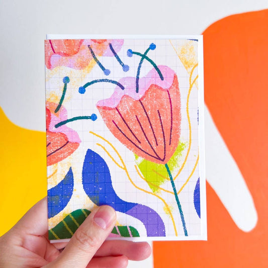 Flowers in a Vase Modern Greeting Card A2