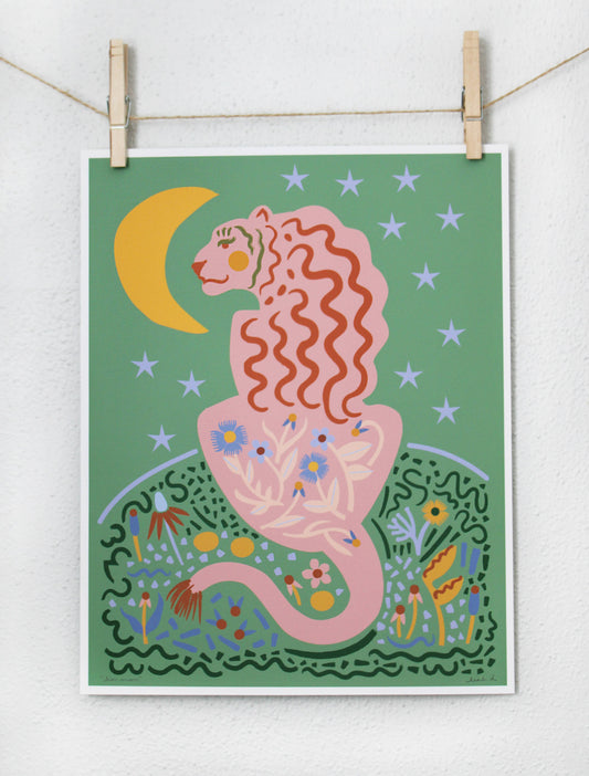 Lion Moon Print: 16 x 20