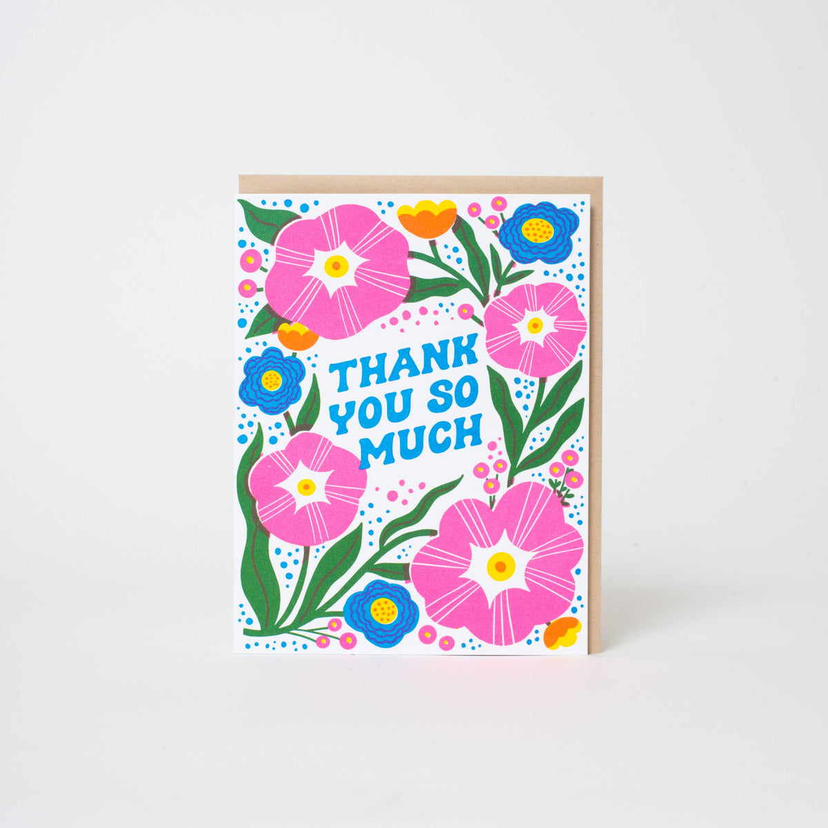 Thank You So Much Flowers Letterpress Greeting Card: Paper tab