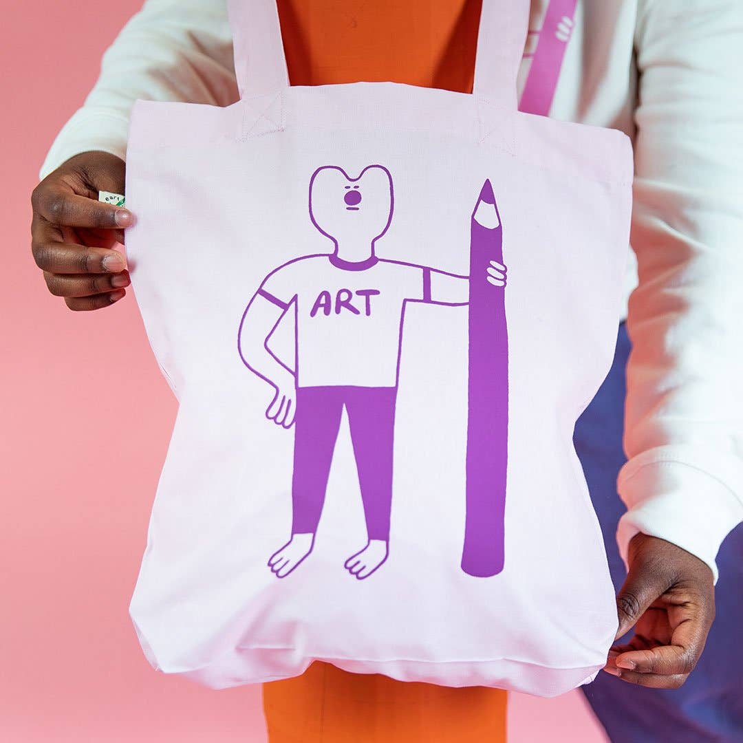 YUK FUN ART Tote Bag: Blue on natural