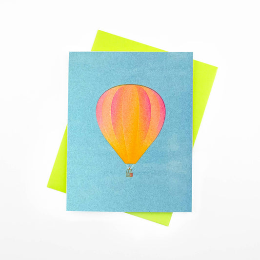 Hot Air Balloon - Risograph Greeting Card