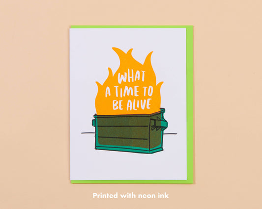 Dumpster Fire Letterpress Greeting Card- Made in USA