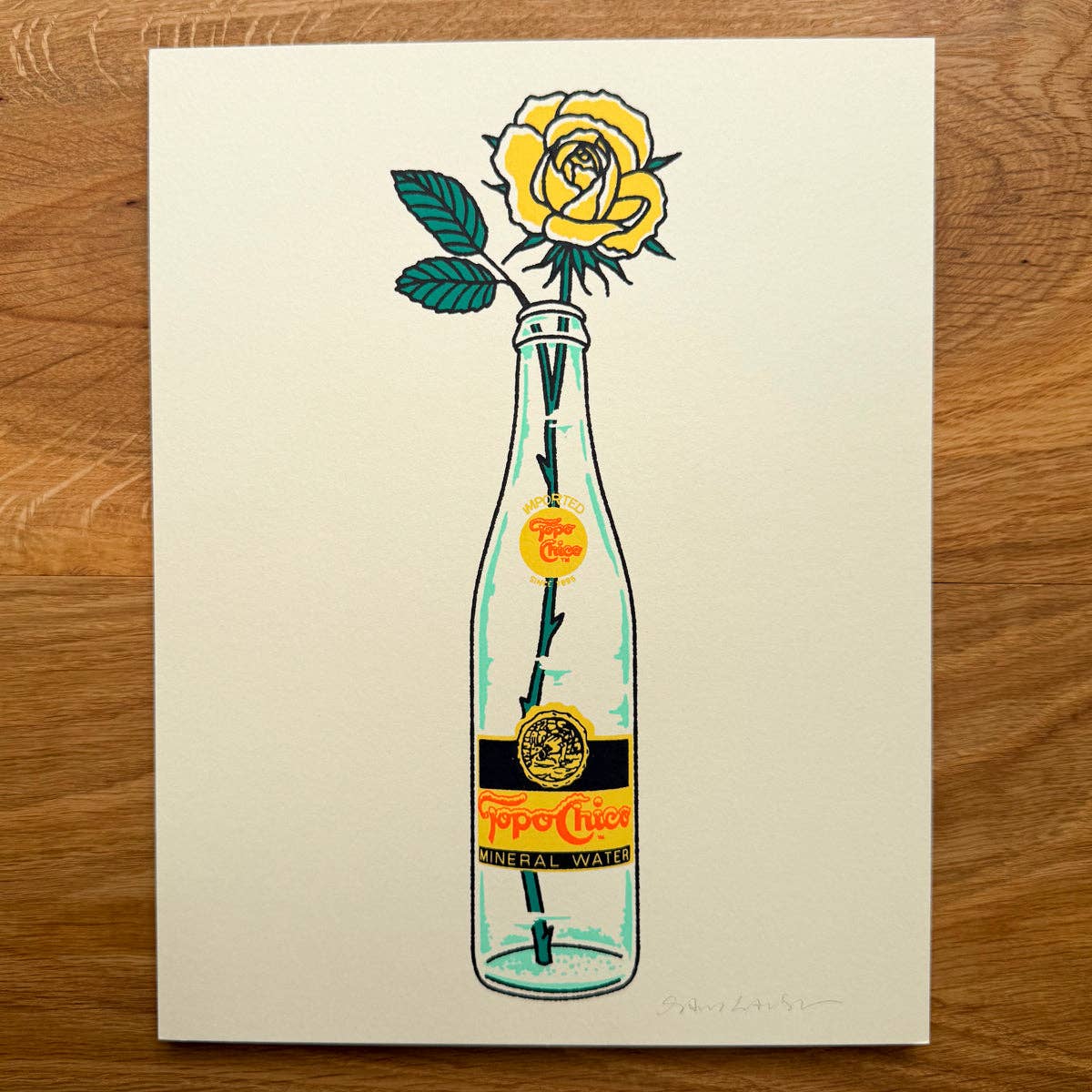 Yellow Rose Bottle - Signed 8x10in Silkscreen Print