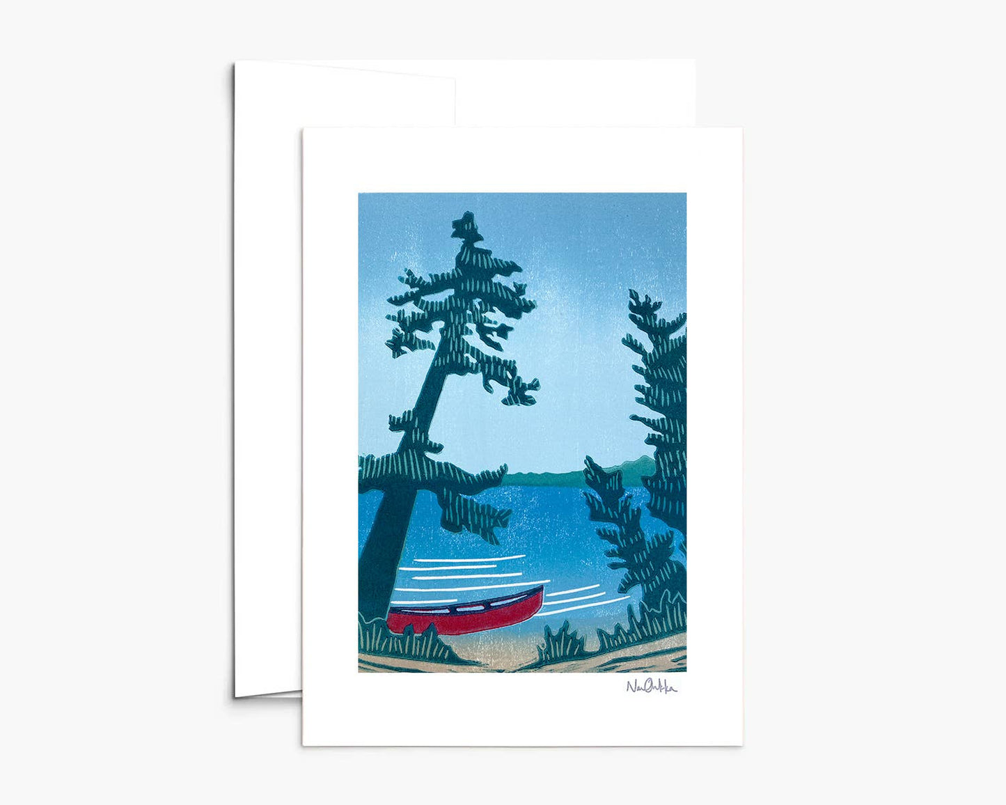 Red Canoe Greeting Card: NO Clear EcoSleeve