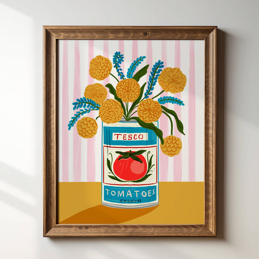 "Floral Tomato Can with Stripes" - 8" x 10" Giclée Art Print